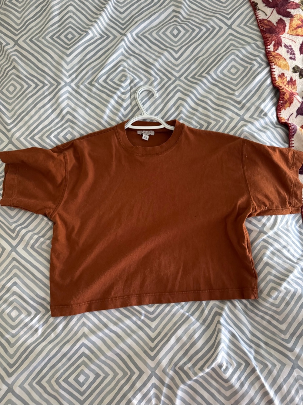 Topshop Rust Orange Cropped Crewneck Tee